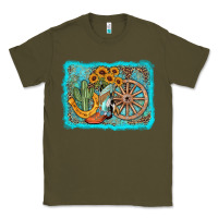 Army Green western wooden wheel cowboy boots Classic Tee - AdoDesignShop