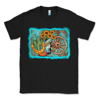 Black western wooden wheel cowboy boots Classic Tee - AdoDesignShop