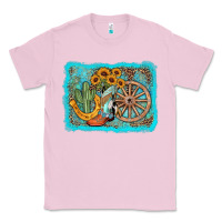 Bubblegum Pink western wooden wheel cowboy boots Classic Tee - AdoDesignShop