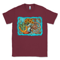 Burgundy western wooden wheel cowboy boots Classic Tee - AdoDesignShop