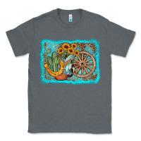 Charcoal Heather western wooden wheel cowboy boots Classic Tee - AdoDesignShop