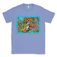 Colony Blue western wooden wheel cowboy boots Classic Tee - AdoDesignShop