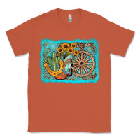 Copper western wooden wheel cowboy boots Classic Tee - AdoDesignShop