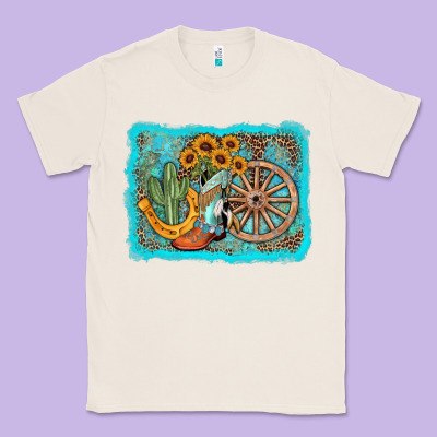Western Wooden Wheel Cowboy Boots Classic Tee Designed By Adodesignshop