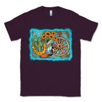 Plum western wooden wheel cowboy boots Classic Tee - AdoDesignShop
