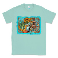 Seafoam western wooden wheel cowboy boots Classic Tee - AdoDesignShop