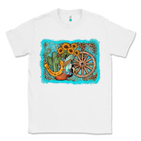 White western wooden wheel cowboy boots Classic Tee - AdoDesignShop