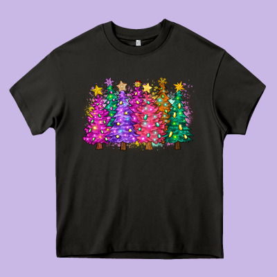 Christmas Trees And Lights Heavy Core Tee Designed By Zillion Design Studio
