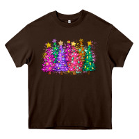 Chocolate Brown christmas trees and lights Heavy Core Tee - Zillion Design Studio
