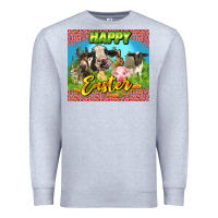 Heather Grey Happy Easter Farm Animals 20oz skinny Premium Sweatshirt - LillyAllenDesigns