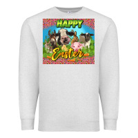 Oatmeal Heather Happy Easter Farm Animals 20oz skinny Premium Sweatshirt - LillyAllenDesigns