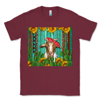 Burgundy goat with sunflower and cactus Classic Tee - Artiststas