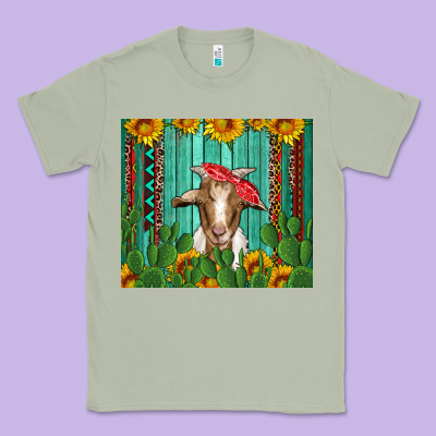 Goat With Sunflower And Cactus Classic Tee Designed By Artiststas