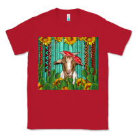 Red goat with sunflower and cactus Classic Tee - Artiststas