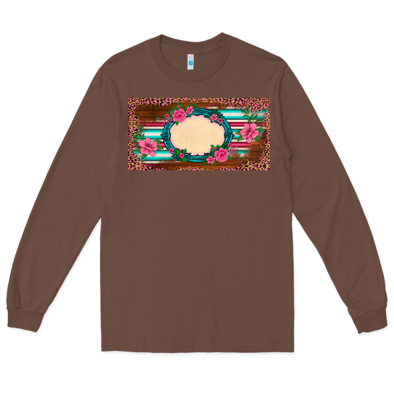 Western Pink Flovers Leopard Serape   License Plate Template Long Sleeve Tee by BarkalooDesign | Teevron