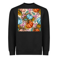 Black breast cancer awareness with pumpkin and leopard seamless pattern Heavyweight Sweatshirt - BundleAndBundleShop