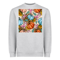Heather Grey breast cancer awareness with pumpkin and leopard seamless pattern Heavyweight Sweatshirt - BundleAndBundleShop