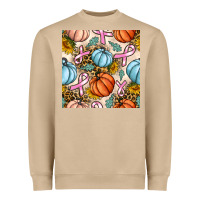 Mushroom breast cancer awareness with pumpkin and leopard seamless pattern Heavyweight Sweatshirt - BundleAndBundleShop