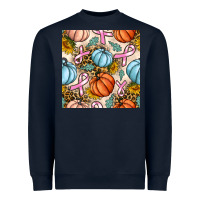 Navy breast cancer awareness with pumpkin and leopard seamless pattern Heavyweight Sweatshirt - BundleAndBundleShop