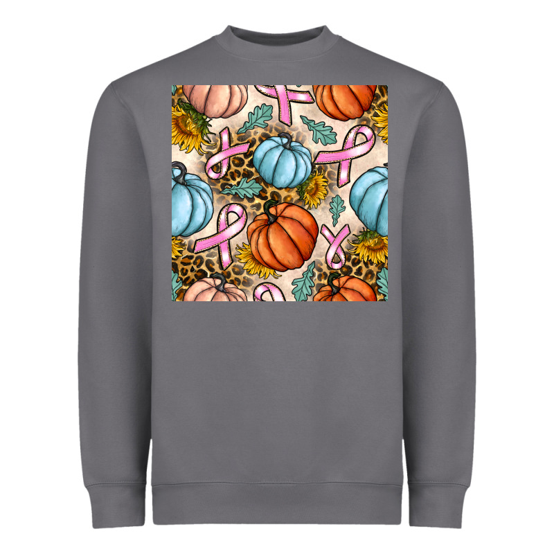 Breast Cancer Awareness With Pumpkin And Leopard Seamless Pattern Heavyweight Sweatshirt by BundleAndBundleShop | Teevron