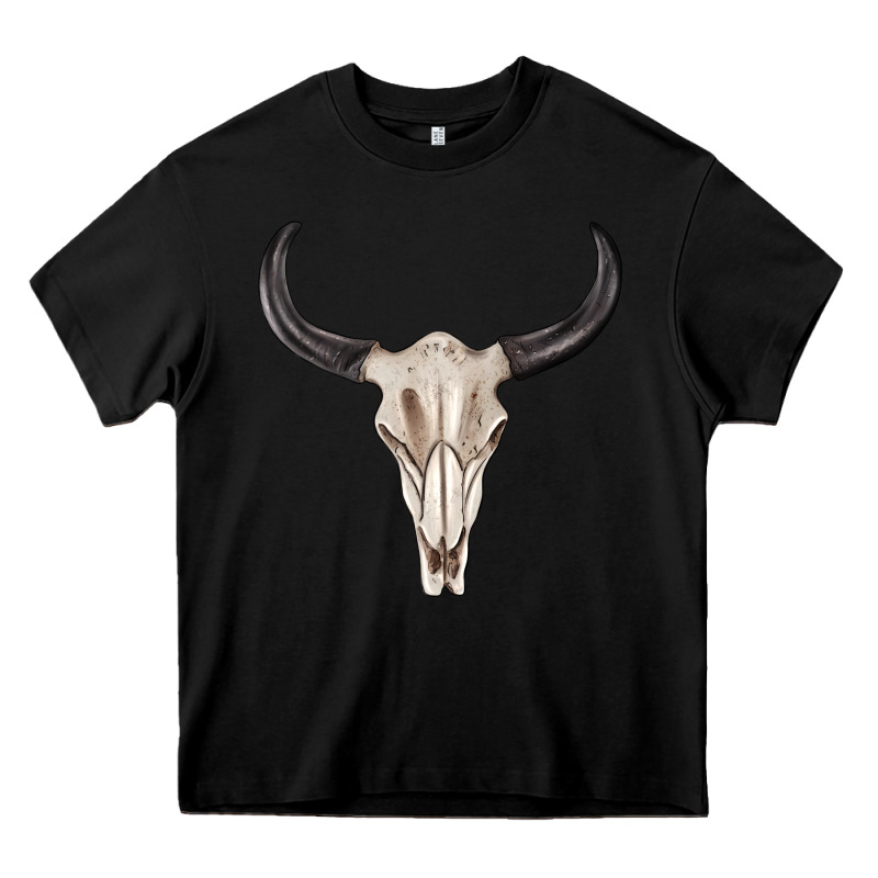Western Bull Skull Tbw Heavy Core Tee by texasbilliewilder | Teevron
