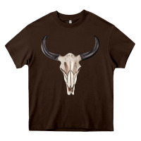 Chocolate Brown western bull skull tbw Heavy Core Tee - texasbilliewilder