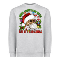 Heather Grey When You're Dead Inside But It's Christmas Hippie Skeleton Santa Heavyweight Sweatshirt - Artiststas