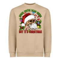 Mushroom When You're Dead Inside But It's Christmas Hippie Skeleton Santa Heavyweight Sweatshirt - Artiststas