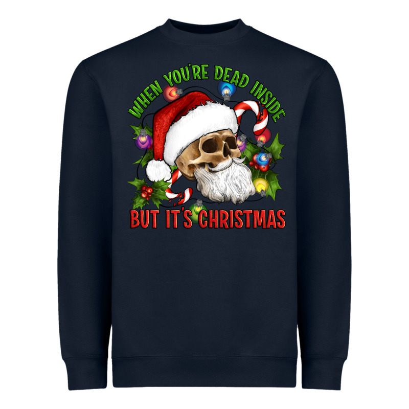 When You're Dead Inside But It's Christmas Hippie Skeleton Santa Heavyweight Sweatshirt by Artiststas | Teevron