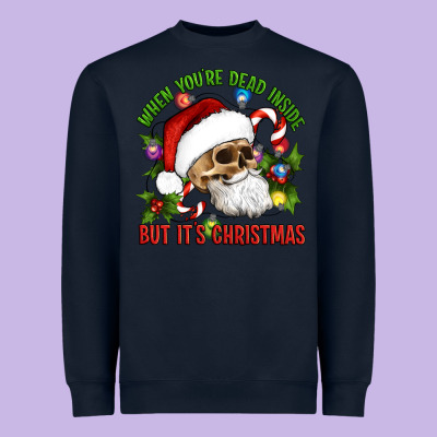 When You're Dead Inside But It's Christmas Hippie Skeleton Santa Heavyweight Sweatshirt Designed By Artiststas