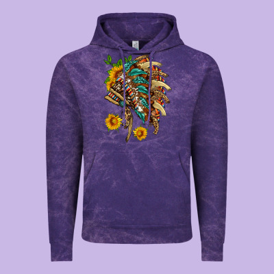 Indian Headdress With Pattern And Sunflowers Vintage Hoodie Designed By Hra Design Shop