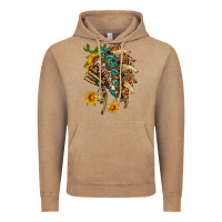Vintage Coffee indian headdress with pattern and sunflowers Vintage Hoodie - HRA Design Shop