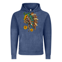 Vintage Denim indian headdress with pattern and sunflowers Vintage Hoodie - HRA Design Shop