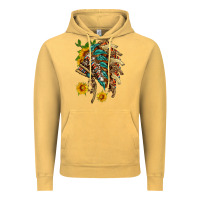 Vintage Mustard indian headdress with pattern and sunflowers Vintage Hoodie - HRA Design Shop