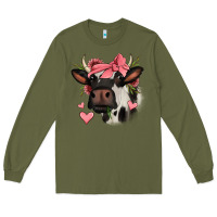 Army Green valentines day cow Long Sleeve Tee - Jasminsmagicworld