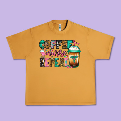 Nurse Coffee Repeat Urban Heavy Tee Designed By Jasminsmagicworld