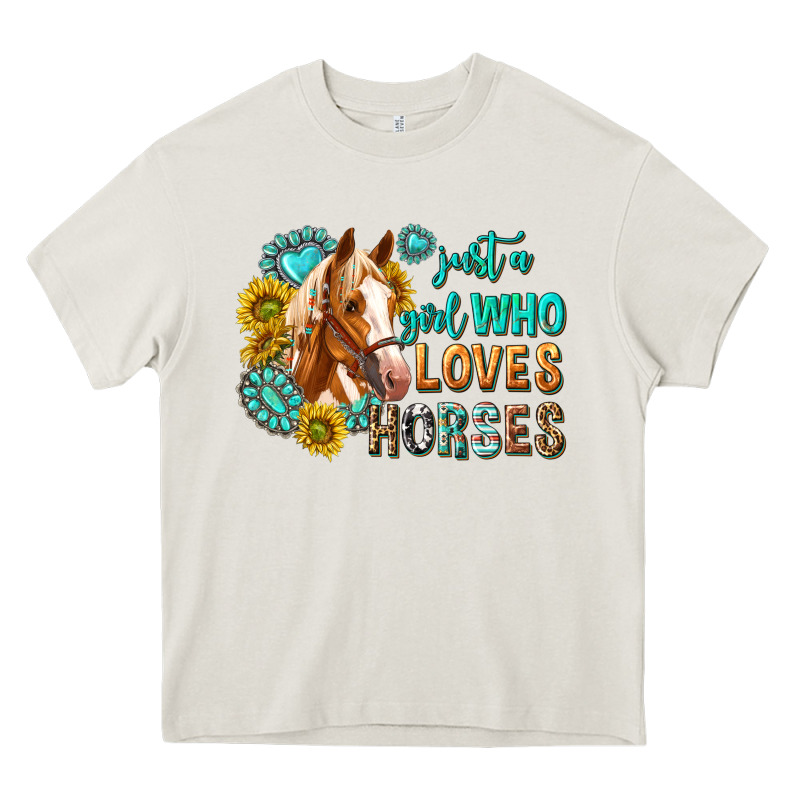 Western Just A Girl Who Loves Horses Heavy Core Tee by texasbilliewilder | Teevron