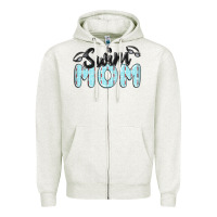 Oatmeal Heather swim mom Zipper Hoodie - MaliasSmallBusiness