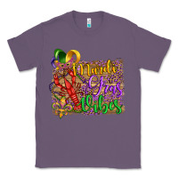 Lavender mardi gras vibes crawfish mask and fleur de lis Classic Tee - Artiststas