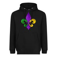 Black mardi gras fleur de lis Heavyweight Hoodie - LillyAllenDesigns
