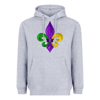 Heather Grey mardi gras fleur de lis Heavyweight Hoodie - LillyAllenDesigns