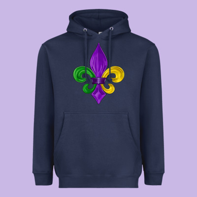 Mardi Gras Fleur De Lis Heavyweight Hoodie Designed By Lillyallendesigns