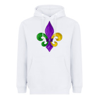 White mardi gras fleur de lis Heavyweight Hoodie - LillyAllenDesigns