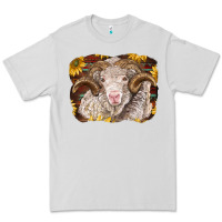 Dove Grey merino ram with sunflowers Premium Tee - BarkalooDesign