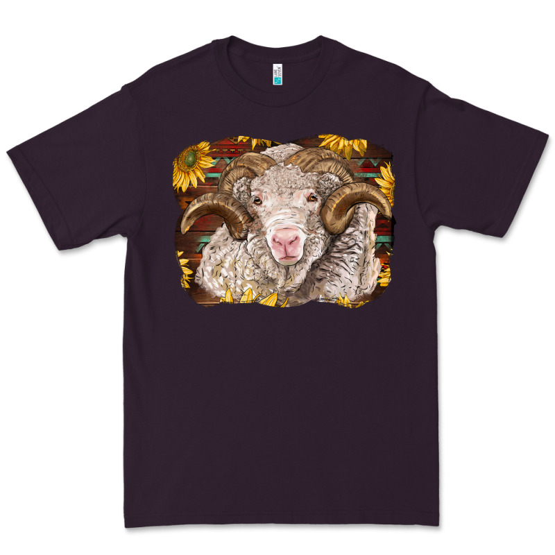 Merino Ram With Sunflowers Premium Tee by BarkalooDesign | Teevron