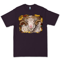 Plum merino ram with sunflowers Premium Tee - BarkalooDesign