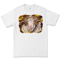 White merino ram with sunflowers Premium Tee - BarkalooDesign