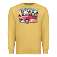 Antique Gold Happy Easter truck with Easter farm animals Premium Sweatshirt - LillyAllenDesigns