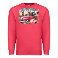 Cardinal Happy Easter truck with Easter farm animals Premium Sweatshirt - LillyAllenDesigns