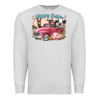 Dove Grey Happy Easter truck with Easter farm animals Premium Sweatshirt - LillyAllenDesigns